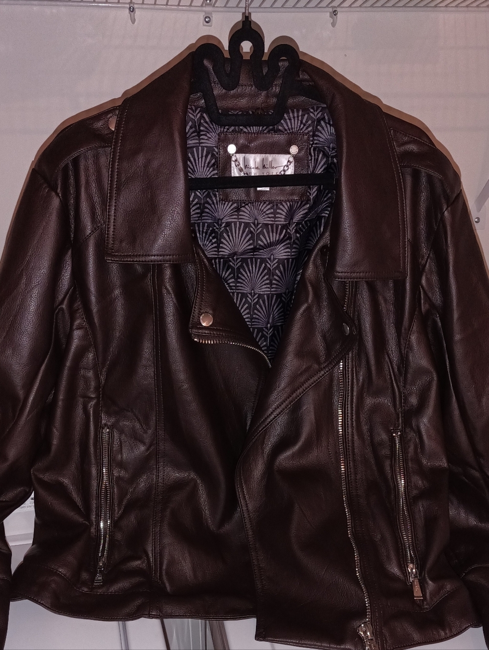 Women's Brown Faux-Leather Jacket